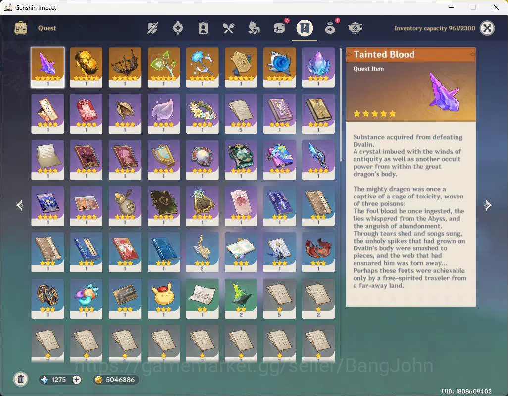 Genshin Impact Accounts ASIA|AR 57|Reuni ON|Primo 1.2K+Int wist 111|8 limi image 10