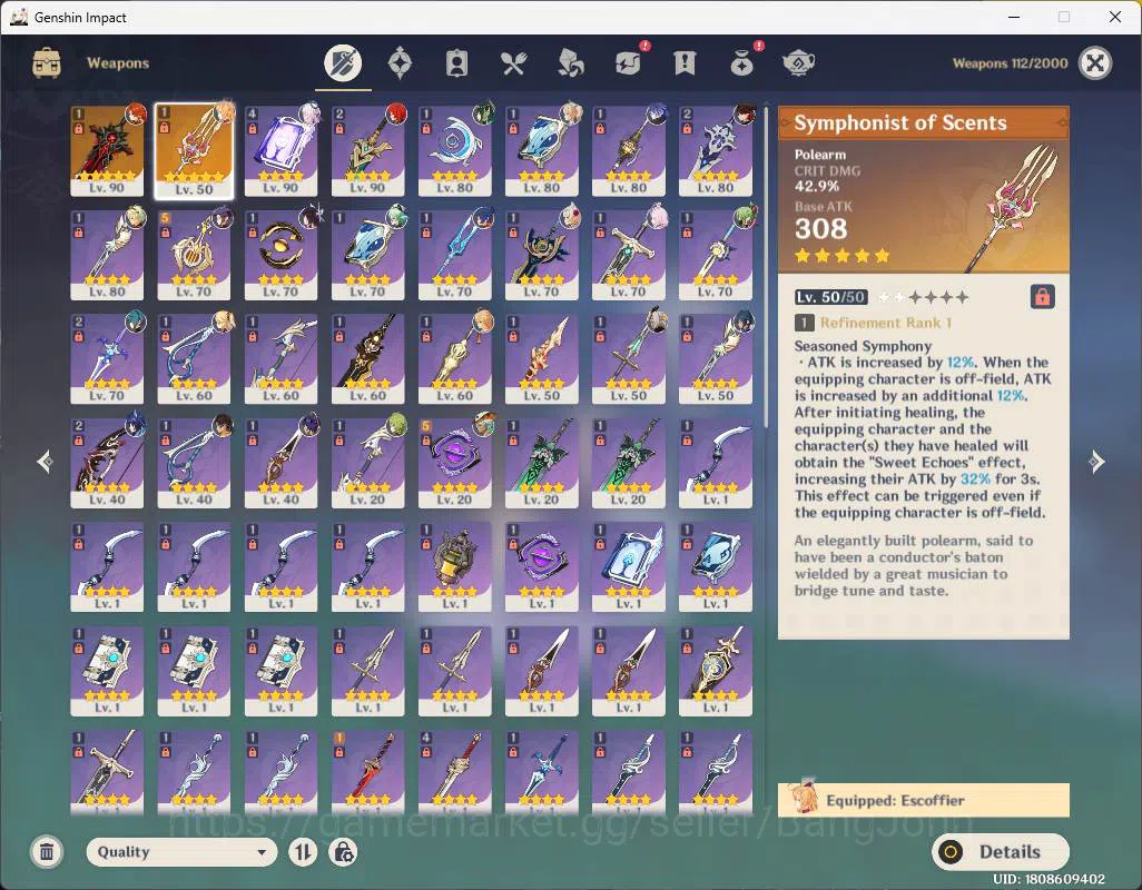 Genshin Impact Accounts ASIA|AR 57|Reuni ON|Primo 1.2K+Int wist 111|8 limi image 16