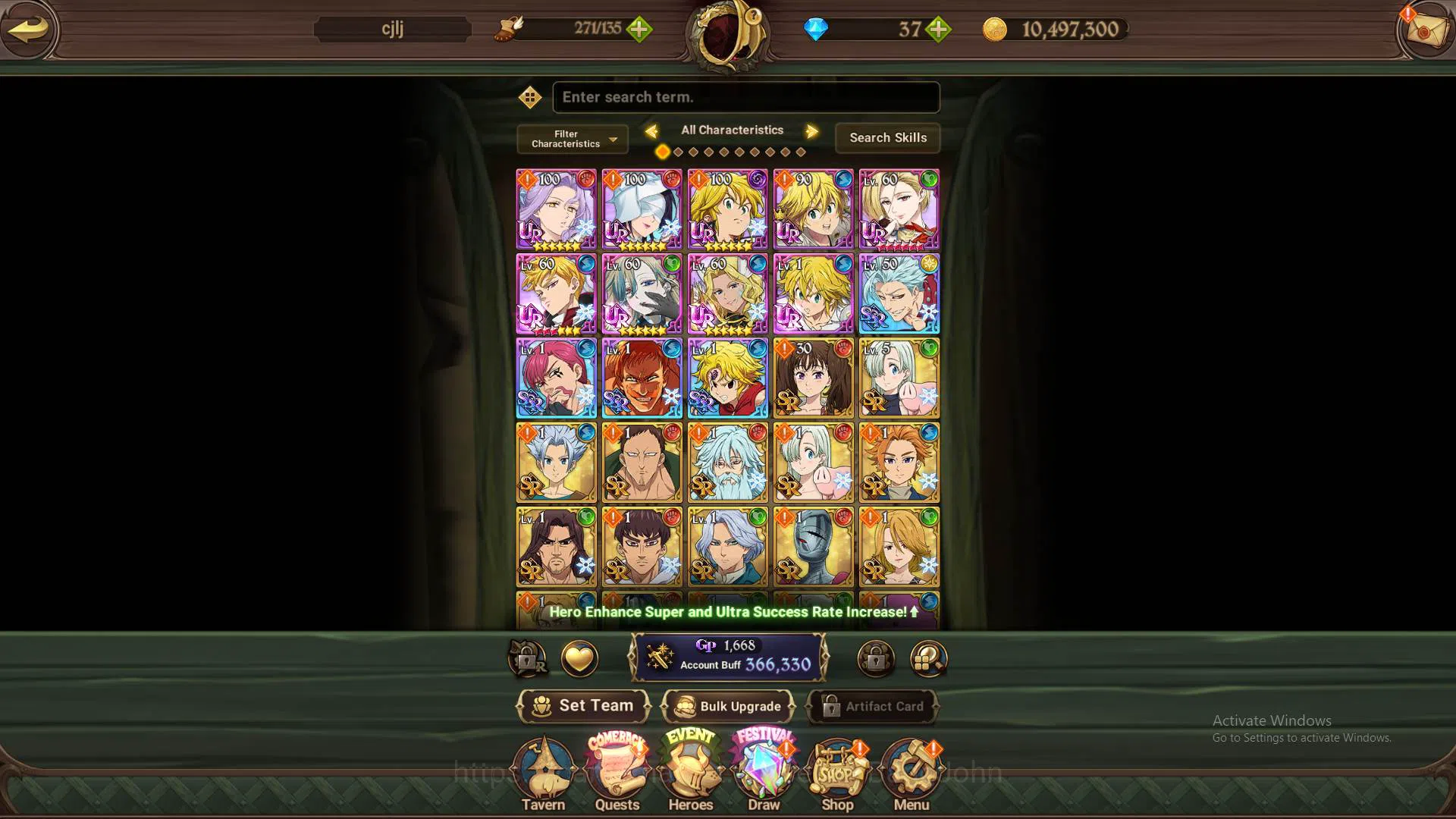 The Seven Deadly Sins: Grand Cross Accounts Others GLOBAL|366k CC|UR Salos,Lancelot,GoT Thor,DK Meliodas,PK Gelda|more 8