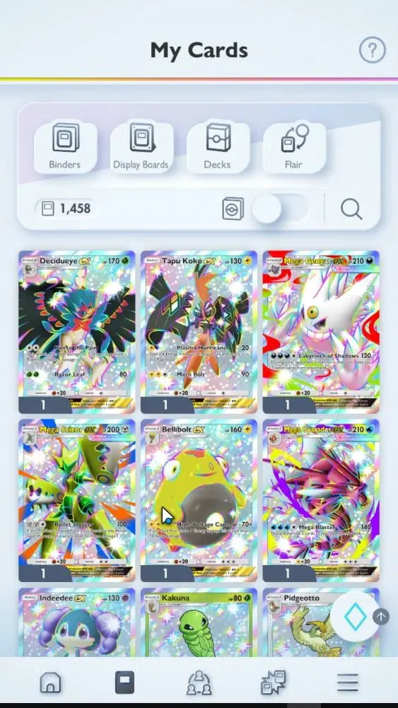 Pokémon TCG Pocket Accounts High-Level EN Lvl 32|1,4K Card|56 EX|42 Full Art|16 Shiny|124 Hourglass,101K Dust|Meta Deck 1
