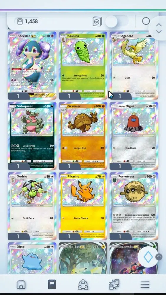 Pokémon TCG Pocket Accounts High-Level EN Lvl 32|1,4K Card|56 EX|42 Full Art|16 Shiny|124 Hourglass,101K Dust|Meta Deck 2