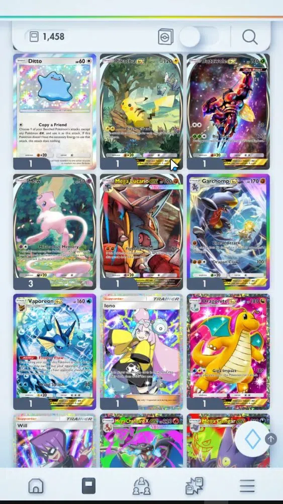 Pokémon TCG Pocket Accounts High-Level EN Lvl 32|1,4K Card|56 EX|42 Full Art|16 Shiny|124 Hourglass,101K Dust|Meta Deck 3