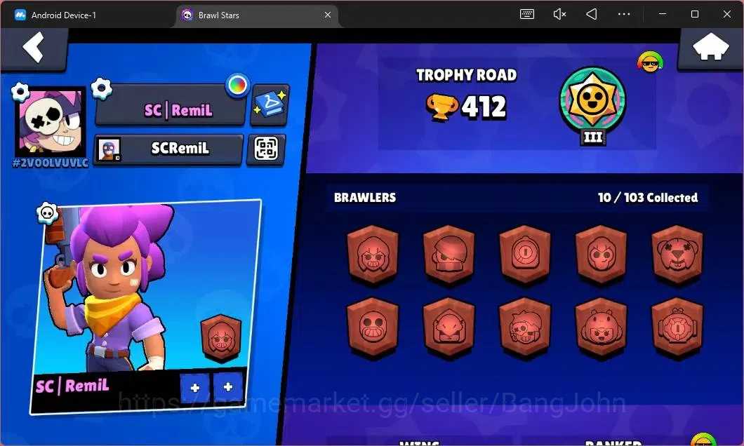 Brawl Stars Accounts Global | 412 Thropy|10 Brawler|1 Max Hypercharge(E image 2