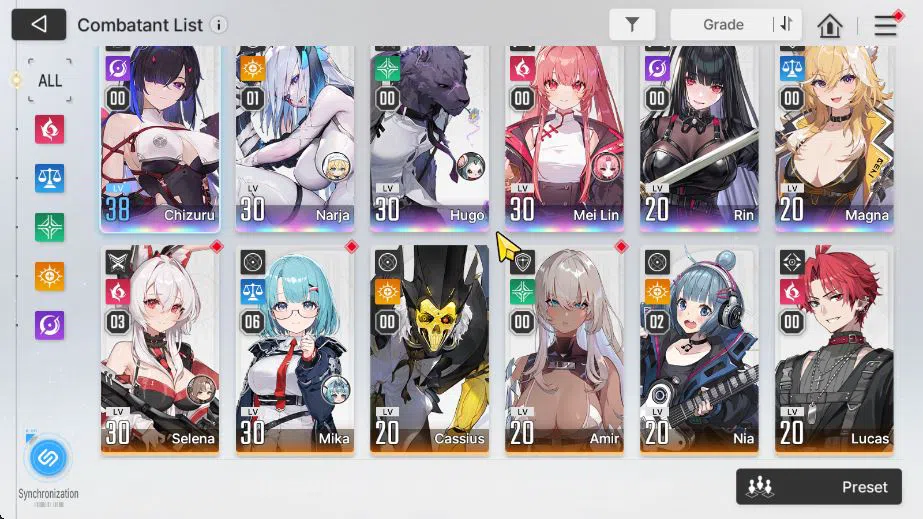 Chaos Zero Nightmare Accounts GLOBAL Lv36|4k CRY 6 SSR[NarjaM1,Chizuru,Hugo,MeiL image 3