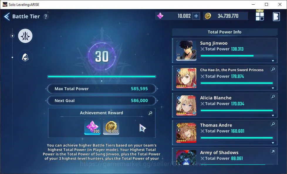 Solo Leveling: ARISE Accounts 585K Power|18SSR| Water Cha Hae-InA7+SignA4, Alici image 10
