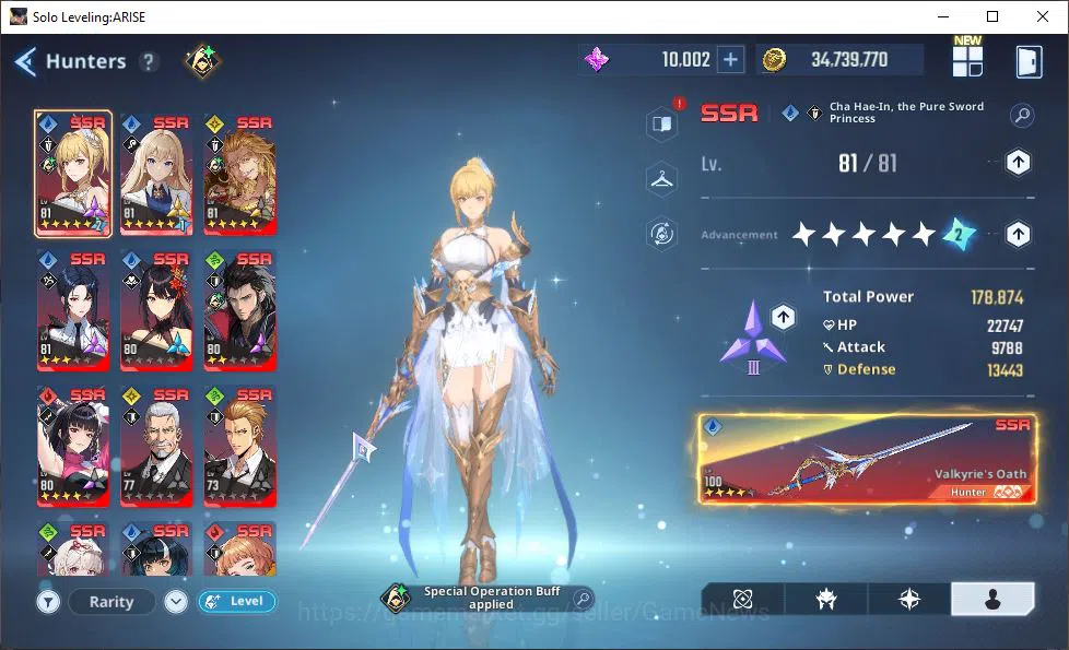 Solo Leveling: ARISE Accounts 585K Power|18SSR| Water Cha Hae-InA7+SignA4, Alici image 4