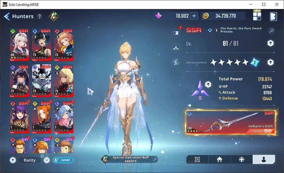Solo Leveling: ARISE Accounts 585K Power|18SSR| Water Cha Hae-InA7+SignA4, Alici image 5