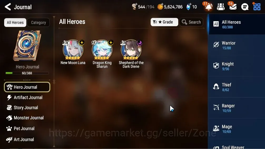 Epic Seven Accounts Starter Global|Unverif|Starter 3 ML(Shepherd Dark Diene,NM Luna,DK Sharun)|PoH+Bless ON|Theater 1