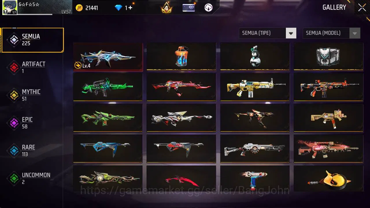 Free Fire Accounts Indonesia, Vault 188, EVO xm8 lv 4, bundle sasuke, image 3