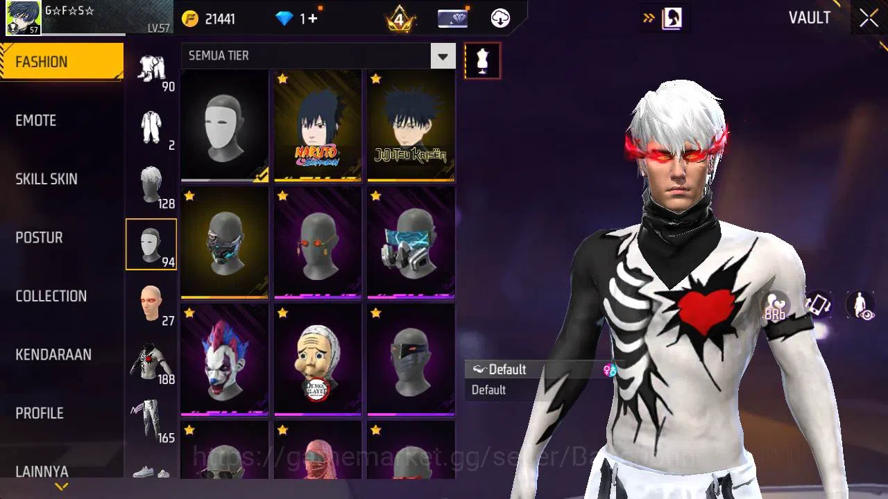 Free Fire Accounts Indonesia, Vault 188, EVO xm8 lv 4, bundle sasuke, image 6