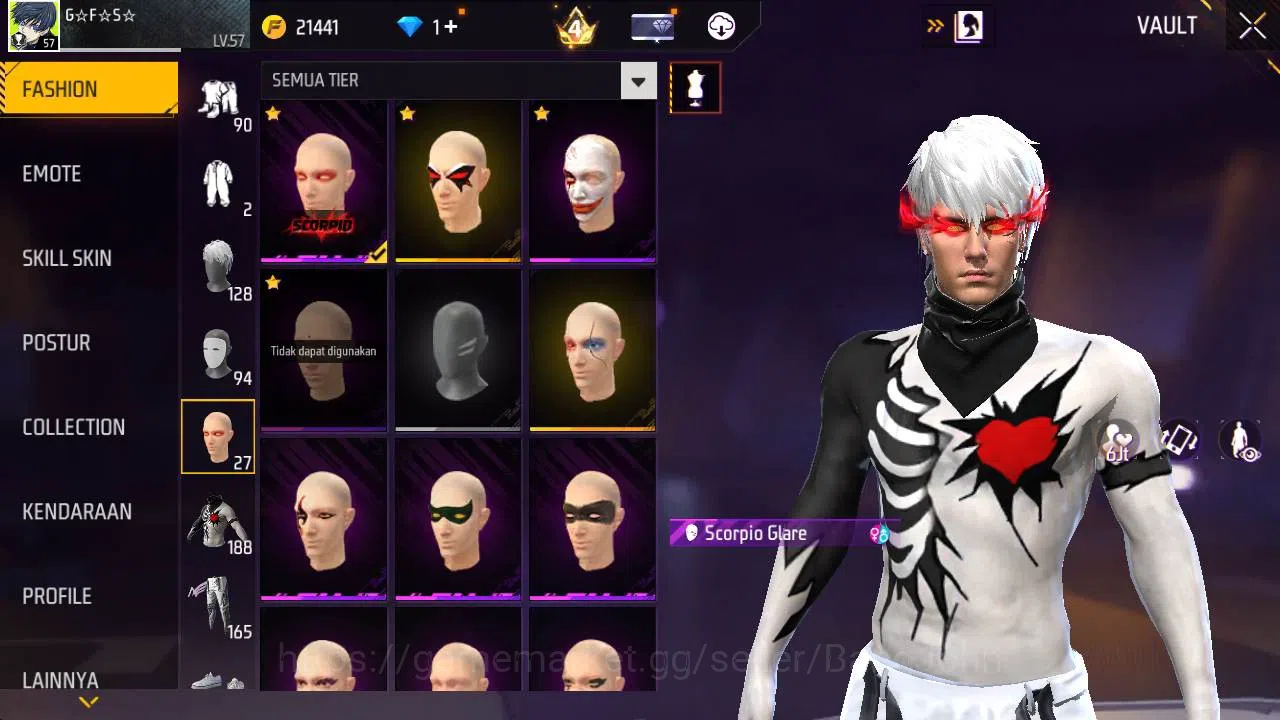 Free Fire Accounts Indonesia, Vault 188, EVO xm8 lv 4, bundle sasuke, image 7