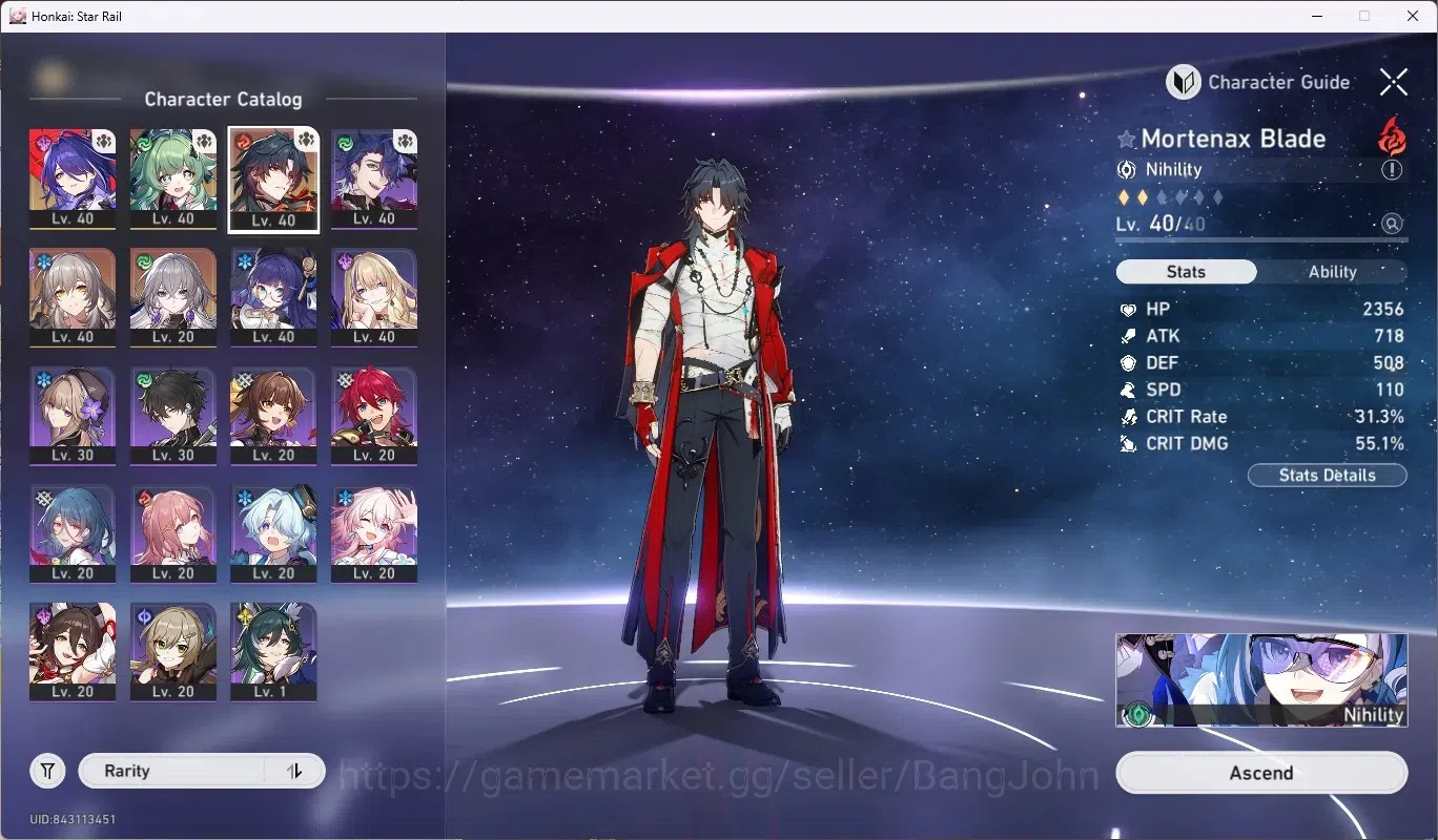 Honkai Star Rail Accounts ASIA|TL 30|3 Limited [Mortenax Blade,Houhou,Achero image 2