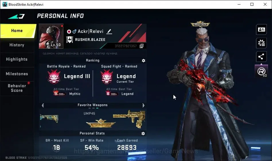 Blood Strike Accounts ASIA|ETERNAL DEagle-Scorpius|Collab BLEACH[Byakuya image 2