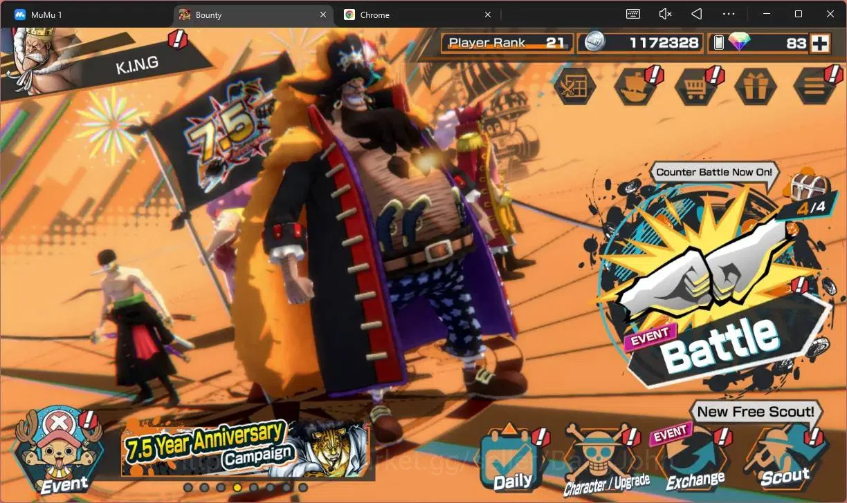 One Piece Bounty Rush Accounts High-End Global | EX 3 | PR 21 | Zoro&Sanji, KOP Gol D.Roger, TFE Marshall D. Teach Max | RD 1