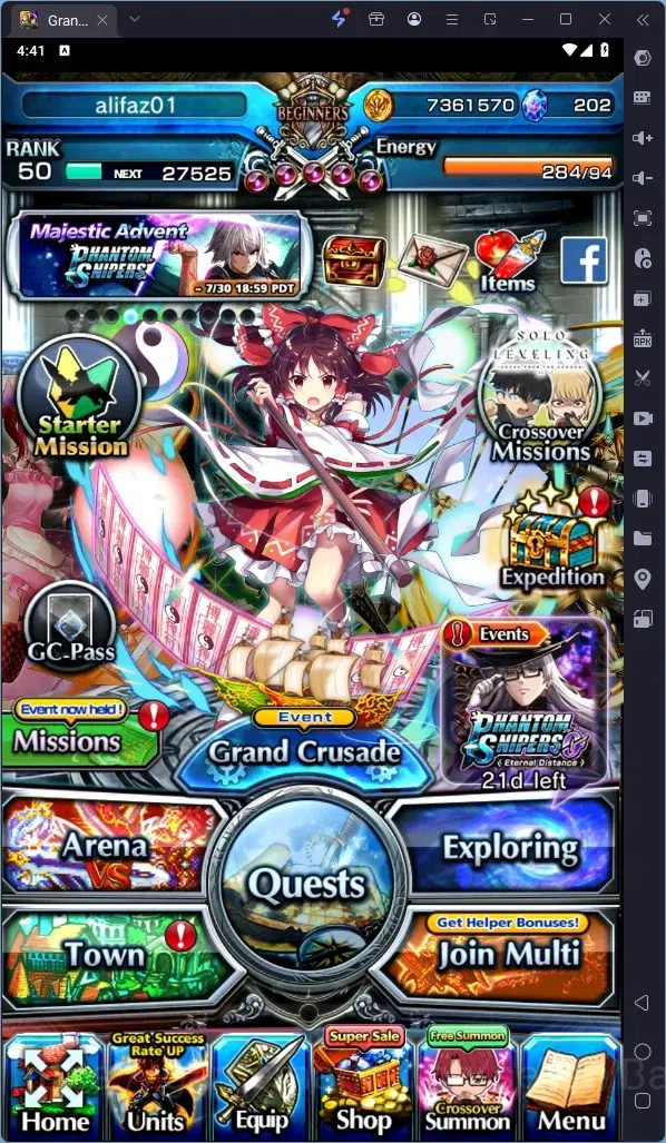 Grand Summoners Accounts Others Global | Rank 50 | Reimu Hakurei TW, Priscilla Valentine | Detail Check SS GS364B 1