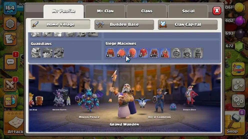 Clash of Clans Accounts High-End Lv 164|TH 15-LV 164|HH 9|LimitedSkin|BK 85,AQ 85,MP 60,GW 60,RC 31,DD 2|BM 30,BC 19|672 4