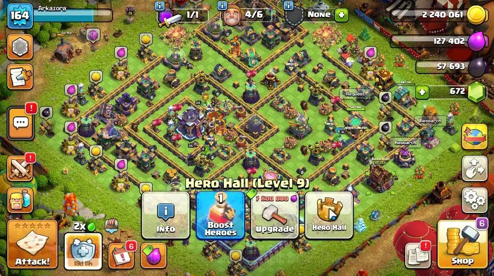 Clash of Clans Accounts High-End Lv 164|TH 15-LV 164|HH 9|LimitedSkin|BK 85,AQ 85,MP 60,GW 60,RC 31,DD 2|BM 30,BC 19|672 7