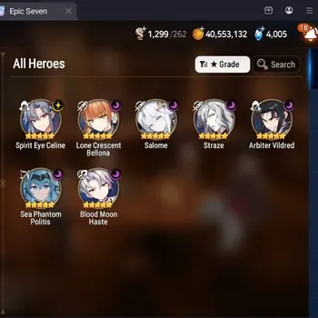 Epic Seven Accounts Starter Global Unverif|Best Starter|7 ML(Straze,Salome,SECeline,LCBellona,Arby,Etc.)|PoH ON|SS 4K|MoR