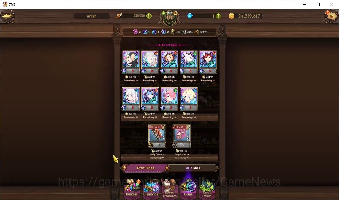The Seven Deadly Sins: Grand Cross Accounts Global|5,2M CC|2 LR+6 UR+Collab FF,ReZero|Madness2 image 8
