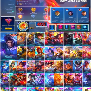 Mobile Legends: Bang Bang Accounts #4425 402 Skins | Alucard Obsidian Blade (LEGEND) | Argus Darth Vader (STAR WARS