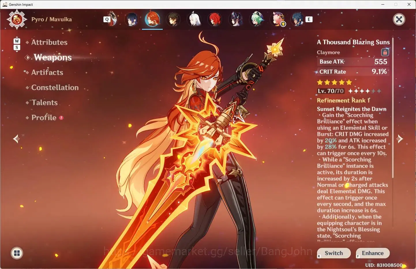 Genshin Impact Accounts Others Asia |AR 60|14 Limit+3 Sign|Mavuika,Yelan,NilouC1,Nahida+6 Charstd|MC Female|3 (*5 Wpn) Aqua 5