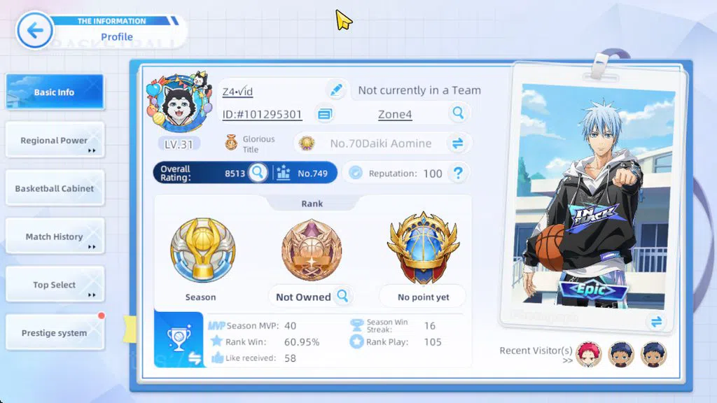 Kuroko's Basketball Street Rivals Accounts SEA|SV21|Lv31|Mitsuhiro Hayekawa A3,Daiki Aomine A image 11