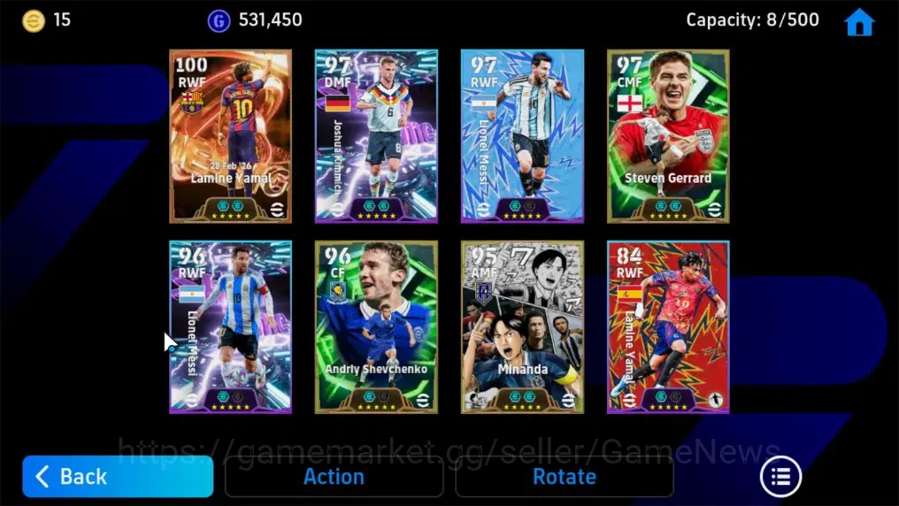 eFootball Accounts Legends & Iconic Players Android|Pack Team France'26|Big Time Lamine Yamal 28 Feb'26,Epic Steven 7