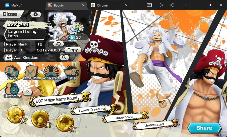 One Piece Bounty Rush Accounts High-End Android |4 EX|2 Max|PR 16|GP Gol D.Roger Max,GF MonkeyD.Luffy Max,GP Edward 1