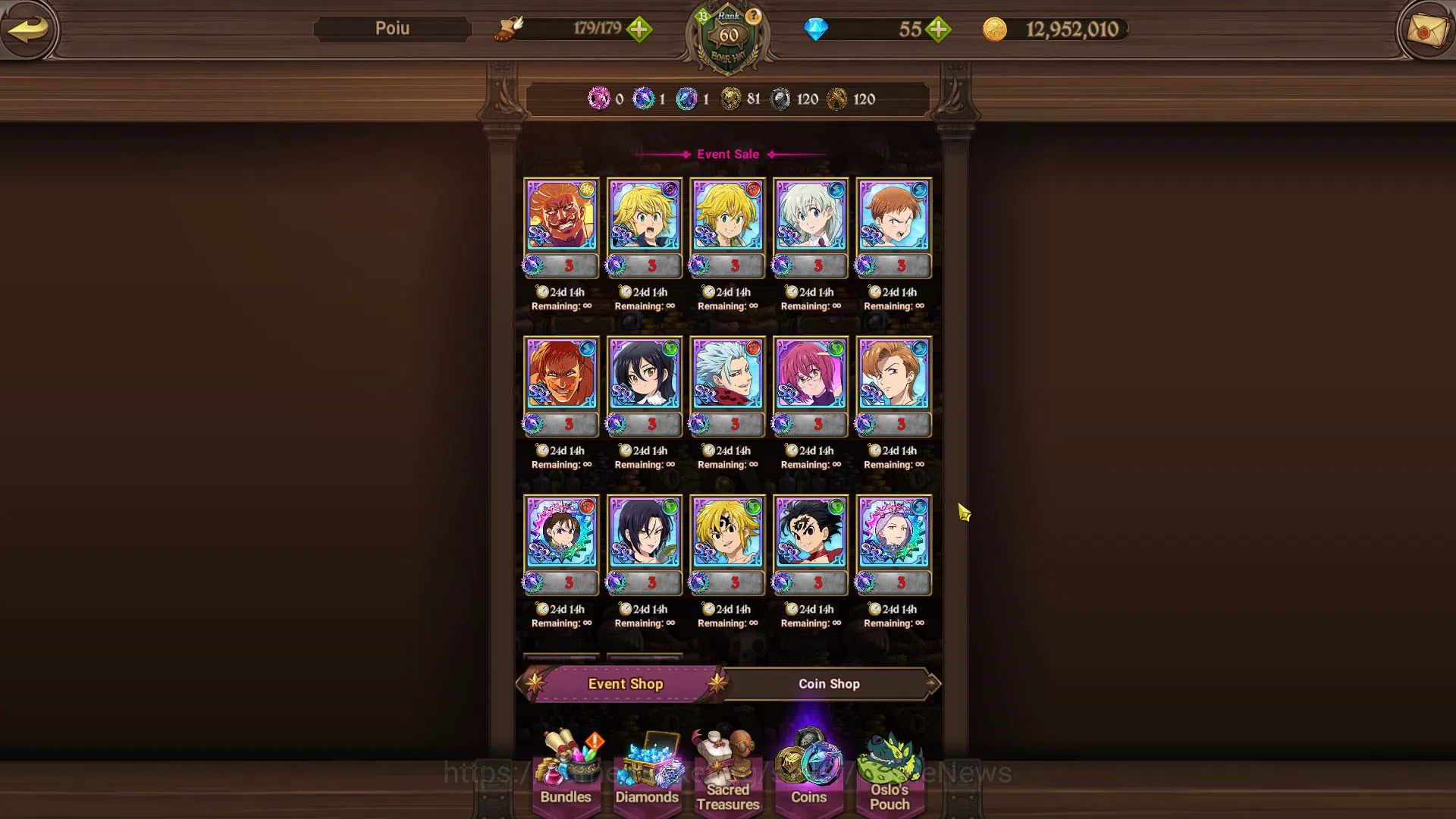 The Seven Deadly Sins: Grand Cross Accounts Global|1M CC|Starter Ch4|5 UR|Merlin&Escanor2/6,Op image 8