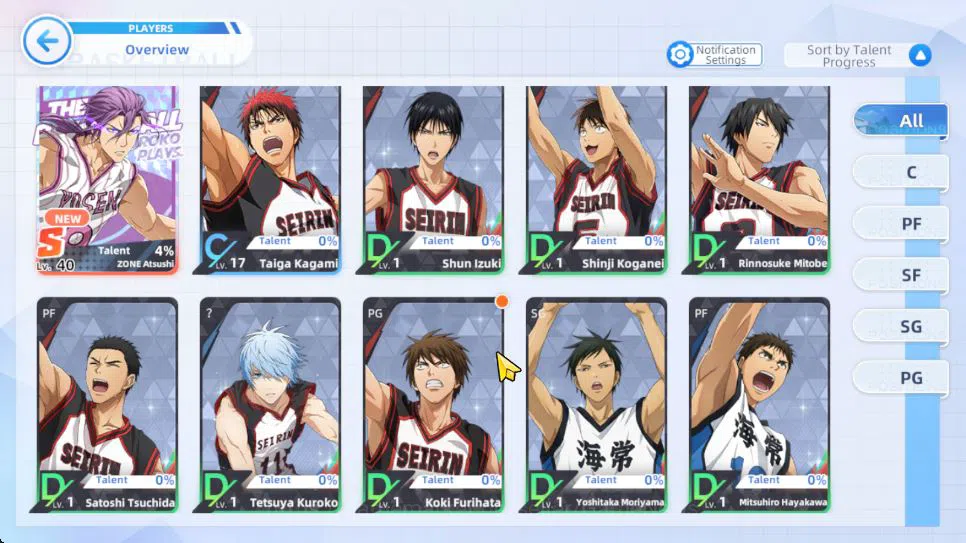 Kuroko's Basketball Street Rivals Accounts SEA SV 38|Lv15|Zone Atshushi,Taiga Kagami,Shun Izu image 1