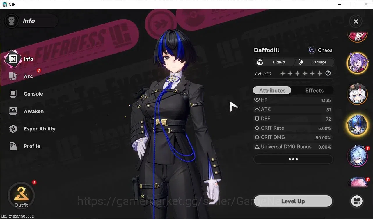 Neverness to Everness Accounts GLOBAL EU|HL 3|4 SSR Limited Nanally, Daffodill, S image 2