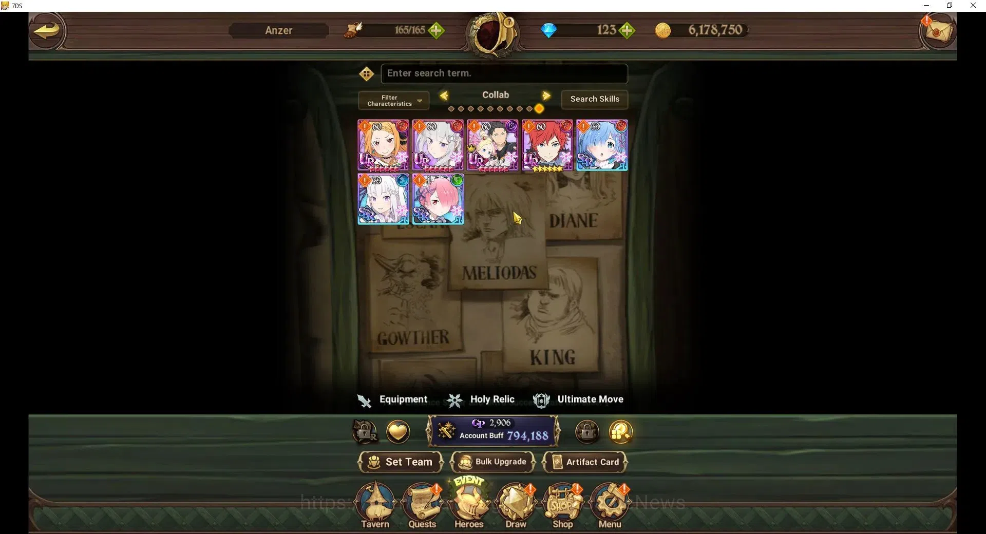 The Seven Deadly Sins: Grand Cross Accounts Asia|158 Dm|794K CC|2 LR+1 UR+Collab ReZero|Helbra image 4
