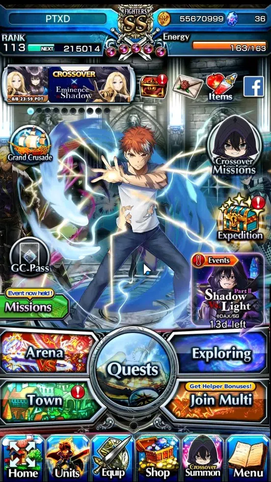 Grand Summoners Accounts End-Game Global|Rank 113|1 SP.Art (Garou) 16 Ascend 14 TW| (H Inumata,S Emiya,Beta,Chloe Etc)+TW 1