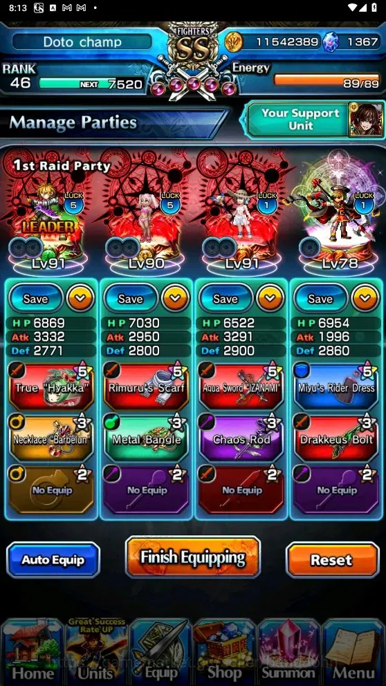 Grand Summoners Accounts Global| Rank 46 | 1.367 Crystal | 4 Ascend | Summe image 4
