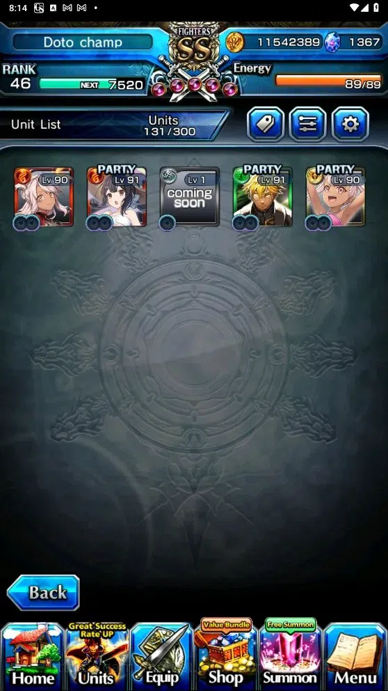 Grand Summoners Accounts Global| Rank 46 | 1.367 Crystal | 4 Ascend | Summe image 5