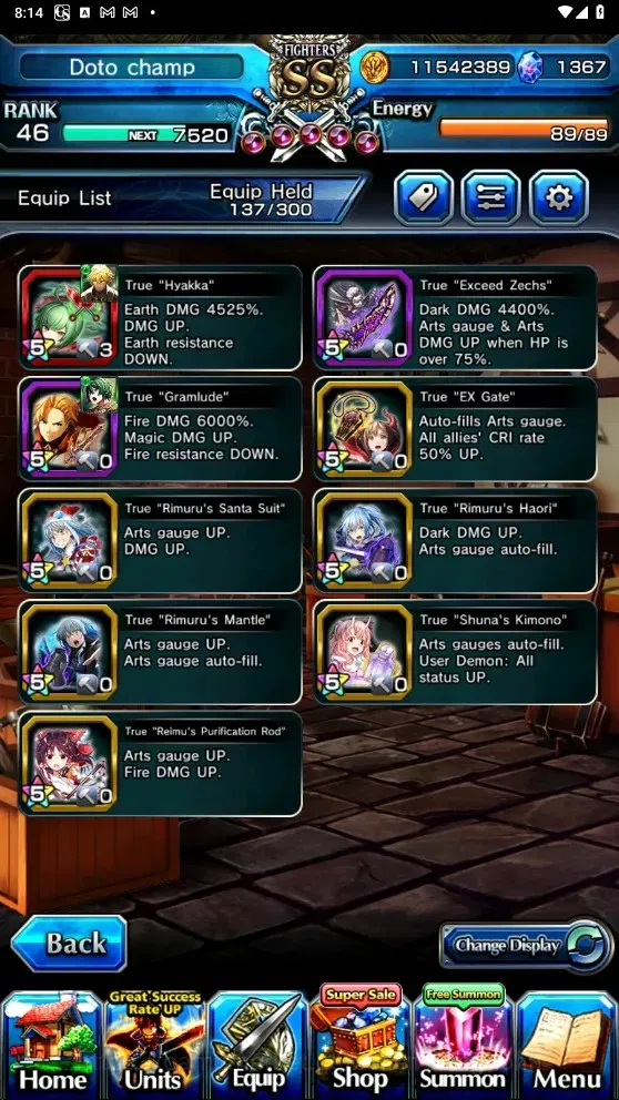 Grand Summoners Accounts Global| Rank 46 | 1.367 Crystal | 4 Ascend | Summe image 6