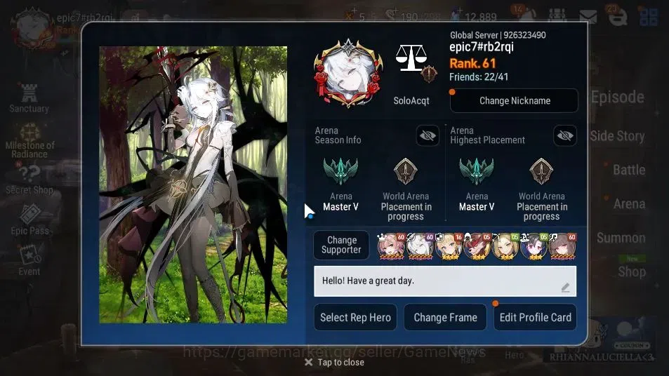 Epic Seven Accounts GLOBAL Unverif|9 ML(Salome,Ruele oL,A Tywin,Etc)+R image 2