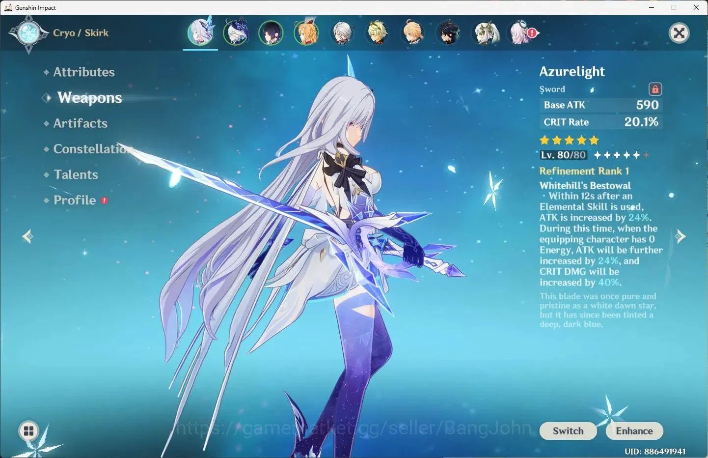 Genshin Impact Accounts ASIA | AR 57|8 Limit+3 Sign|Skrik,Furina,Yelan,Kin image 4