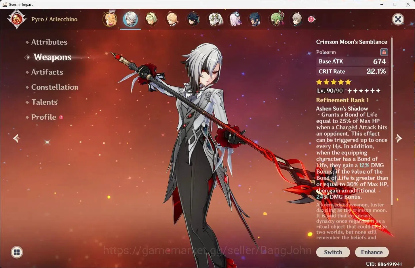 Genshin Impact Accounts ASIA | AR 57|8 Limit+3 Sign|Skrik,Furina,Yelan,Kin image 5