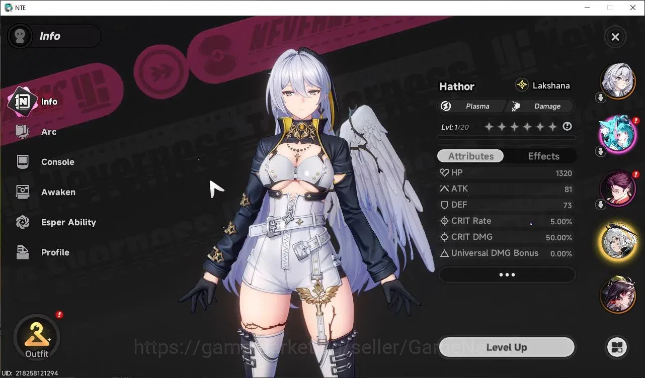 Neverness to Everness Accounts Global NA |HL 3| 2 SSR Hotori, Hathor + Selector O image 2