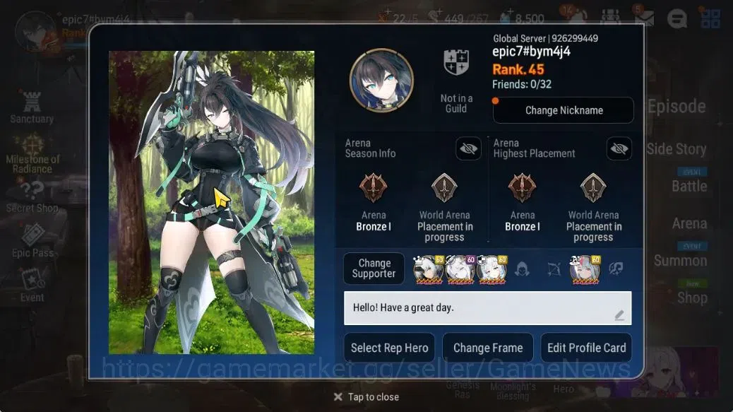 Epic Seven Accounts Limited Hero GLOBAL Unverif|New Era|6 ML(Salome,NM Luna,ABS Yufine,Belian)+Setsuka,TA Coli,Etc|PoH 2