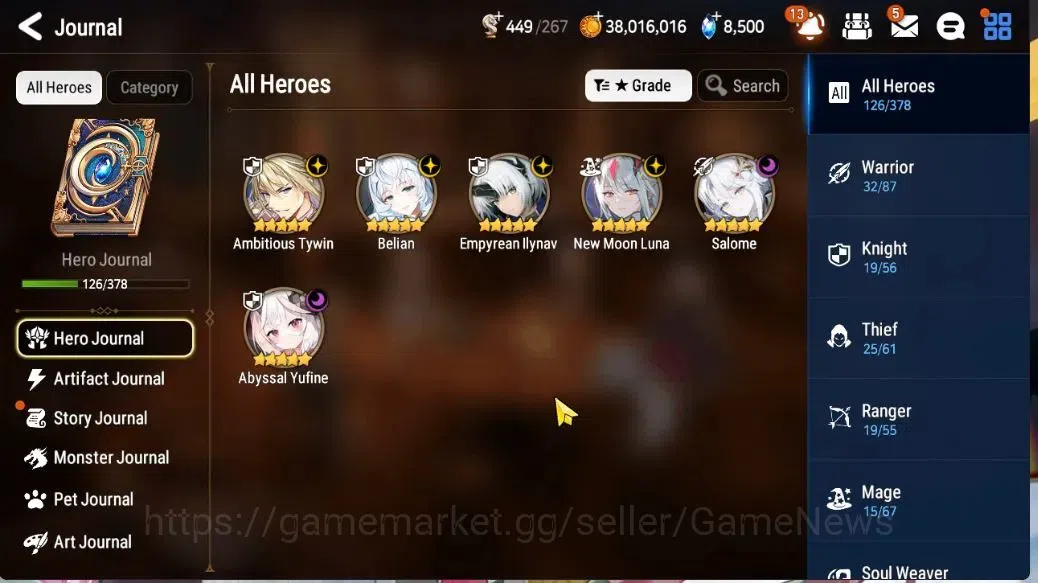 Epic Seven Accounts Limited Hero GLOBAL Unverif|New Era|6 ML(Salome,NM Luna,ABS Yufine,Belian)+Setsuka,TA Coli,Etc|PoH 6