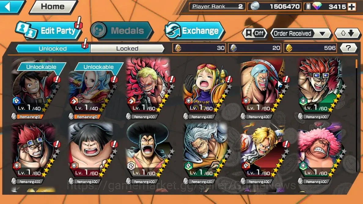 One Piece Bounty Rush Accounts Global| Starter |Ready Gacha 3,4K Rainbow Diamond| image 3