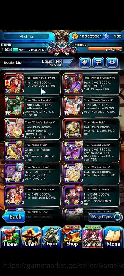 Grand Summoners Accounts Global|Rank 123|1 Sp Art|25 Ascend+18 TW|(Roy,S Mi image 7