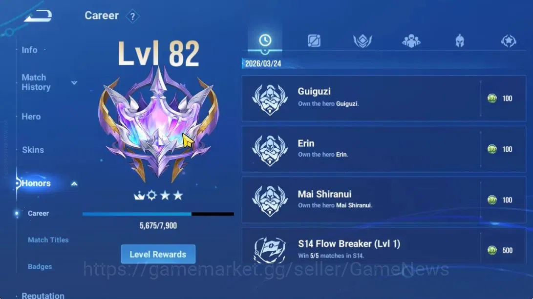 Honor of Kings Accounts Hero107 Skin96|Legend(Li Xin),Epic(LuBu),Lny24(DaQ image 13