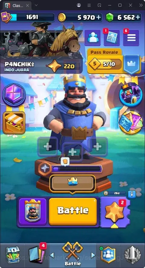 Clash Royale Accounts High-End Seasonal Arena 1|CL 1691|KTL 16|122 Cards + 24 Max|8 Champ|8 Hero|11Evo|6562 Gems|5970 1