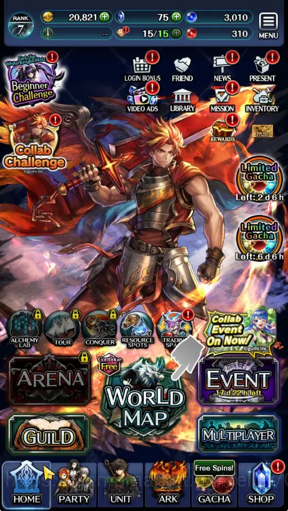 Last Cloudia Accounts GLOBAL|Rank 7|Collab Brave Frontier (Fire God Varg image 7
