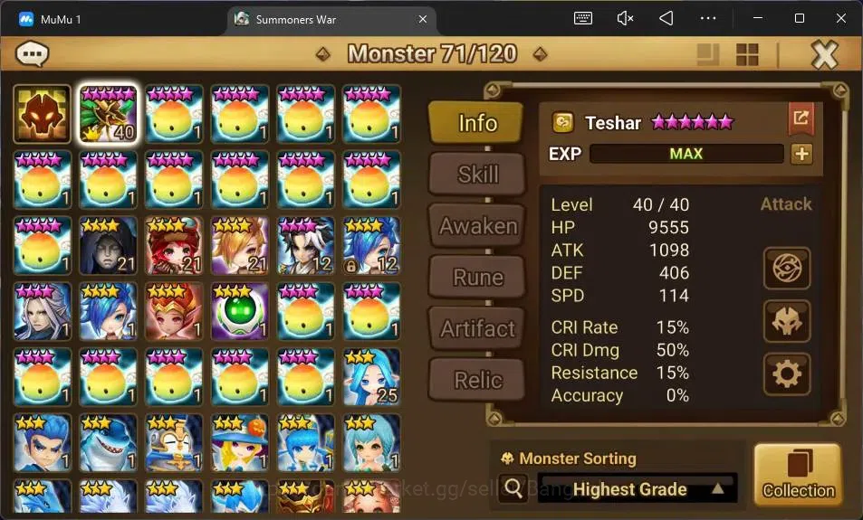 Summoners War: Sky Arena Accounts GLOBAL | NB 5 TESHAR,Starter Gacha 115 12Y+160 11Y image 2