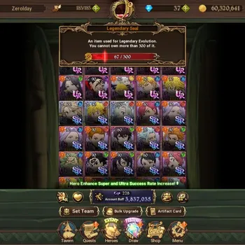 The Seven Deadly Sins: Grand Cross Accounts Endgame GLOBAL|3,8M CC|67|3 LR,10 UR+Full Gachiakuta+Cross IF|Roxy4/6,L