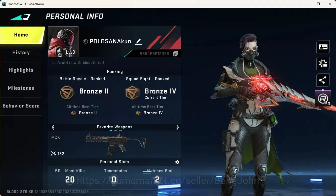 Blood Strike Accounts Others ASIA|Eternal Gun: Spear - Relic|Check SS BS2283B 1